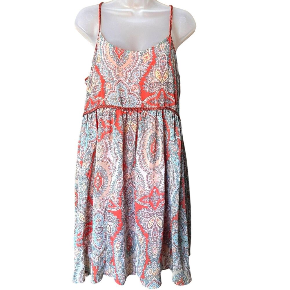 Mystree Paisley Chiffon Babydoll Dress Sz M Boho Whimsical Fairy Festival Beach